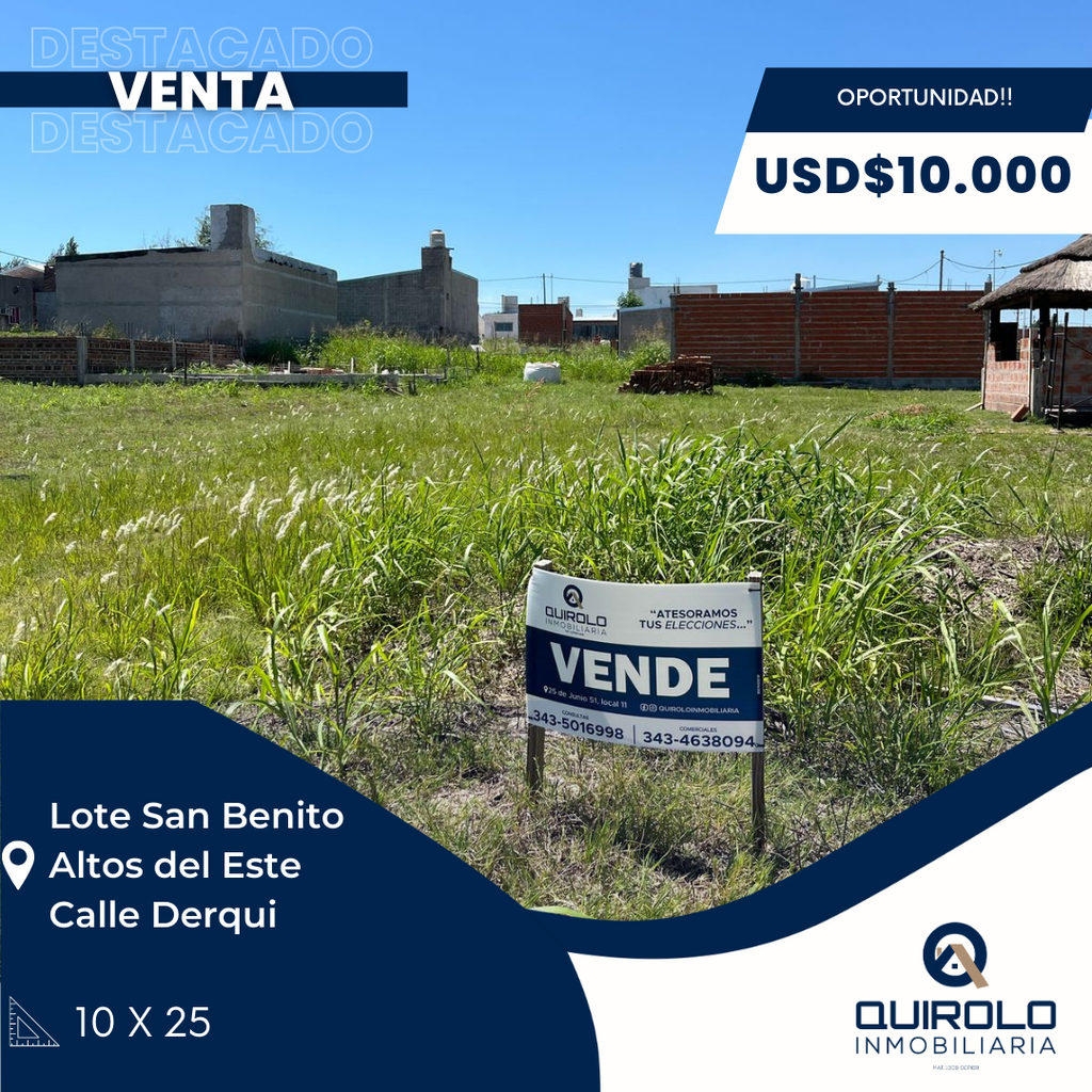 ✅ VENTA LOTE SAN BENITO
