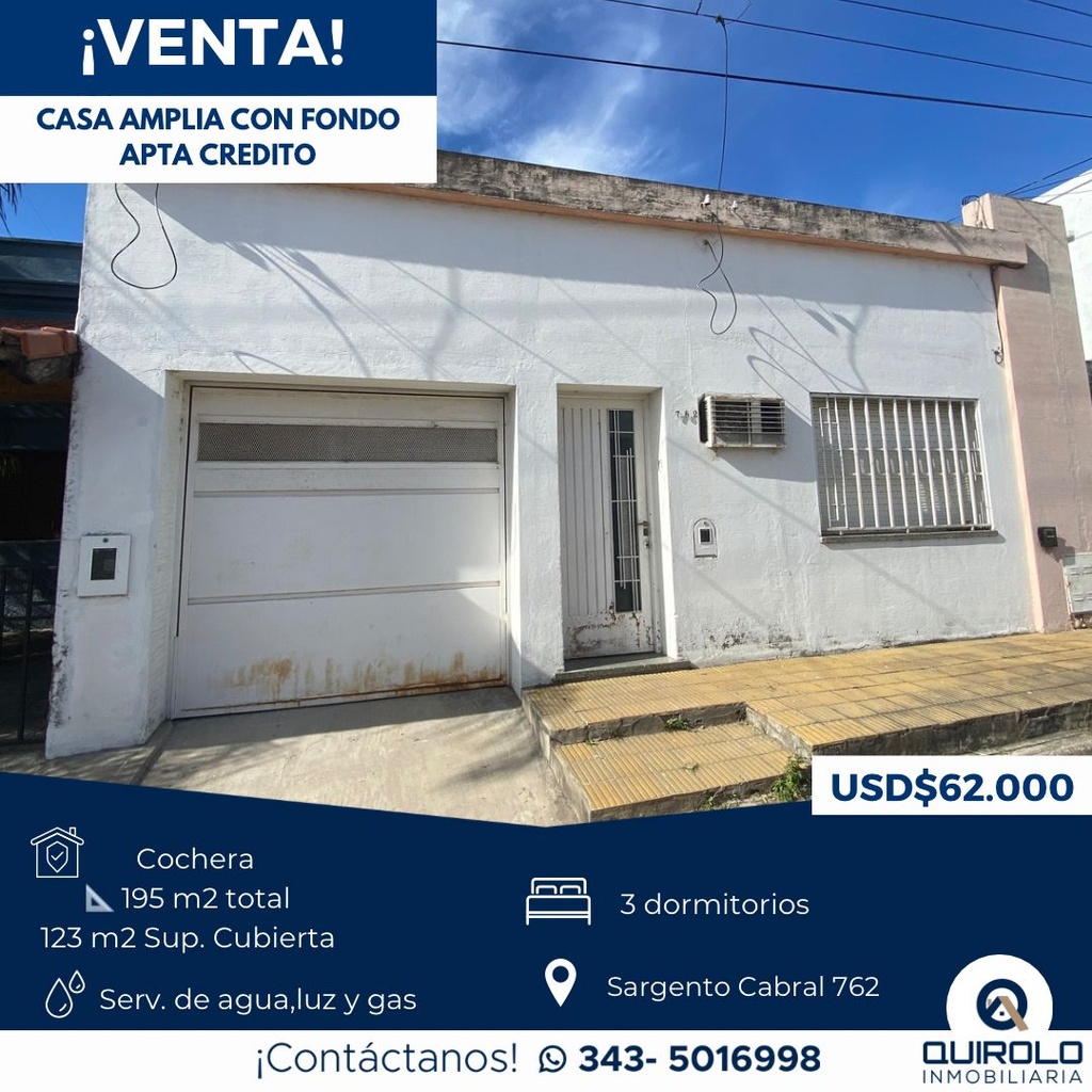 ✅OPORTUNIDAD CASA AMPLIA CON FONDO/ APTA CREDITO!