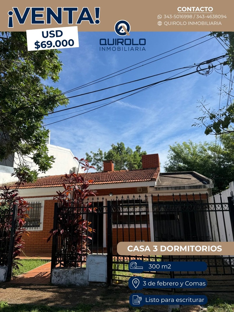 ✅ CASA 3 DORMITORIOS APTA CRÉDITO!  