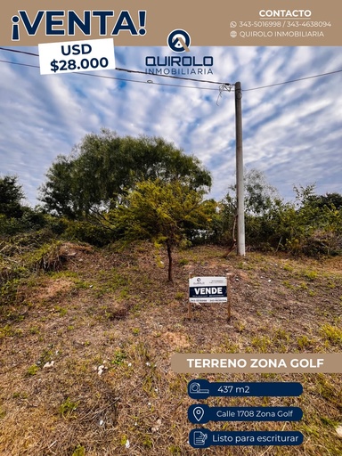 EXCLUSIVO LOTE EN VENTA – ZONA CLUB DE GOLF