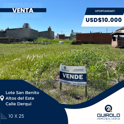 ✅ VENTA LOTE SAN BENITO