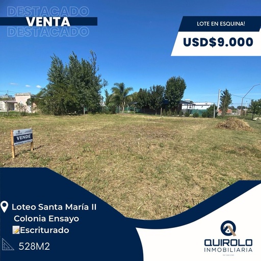 ✅ VENTA LOTE EN ESQUINA SANTA MARIA ll!