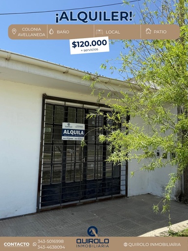 ✅ALQUILER LOCAL COMERCIAL CON PATIO COLONIA AVELLANEDA  